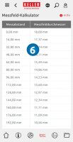 ตารางจากเครื่องคำนวณในสนามการวัดในแอป KITS